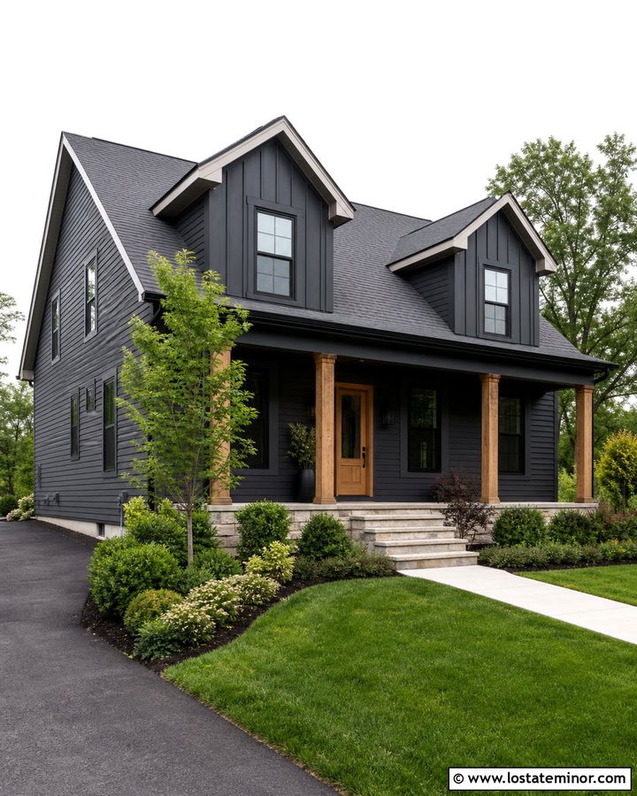 Charcoal Grey House With Board And Batten Dormers - 30 Charcoal Grey House Design With Dormers Ideas