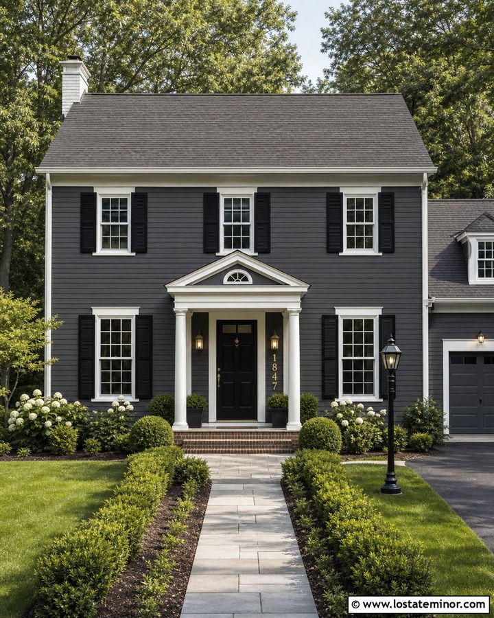 Charcoal Grey House With Brass House Numbers - 30 Charcoal Grey House Design With House Numbers Ideas