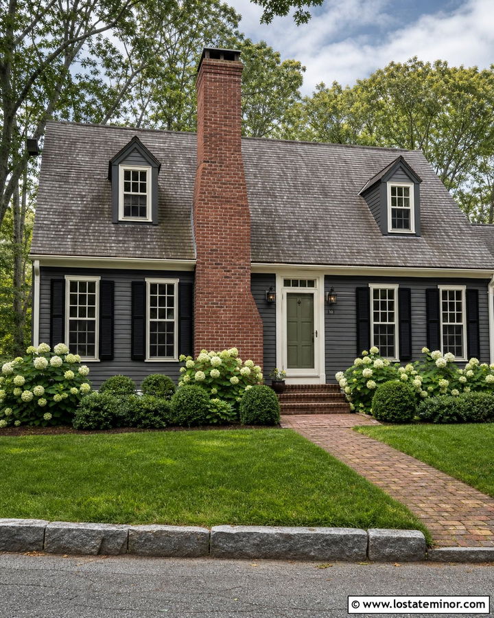 Charcoal Grey House With Brick Chimney - 30 Charcoal Grey House Design With Brick Accents Ideas