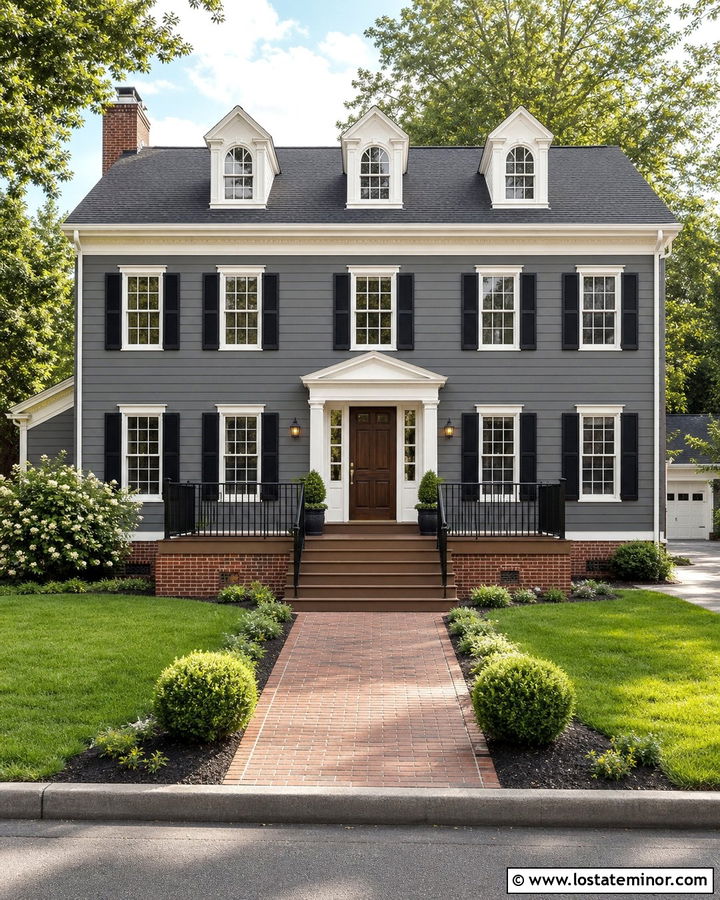Charcoal Grey House With Brick Deck Base - 30 Charcoal Grey House Design With Deck Ideas