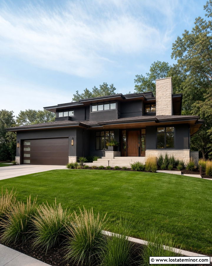 Charcoal Grey House With Bronze Accents - 30 Charcoal Grey House Design With Accents Ideas