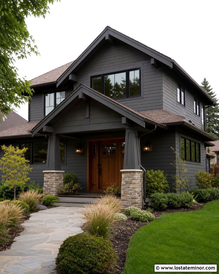 Charcoal Grey House With Bronze Window Frames - 30 Charcoal Grey House Design With Window Frames Ideas