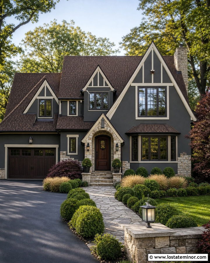 Charcoal Grey House With Brown Shingle Roof - 30 Charcoal Grey House Design With Roof Ideas