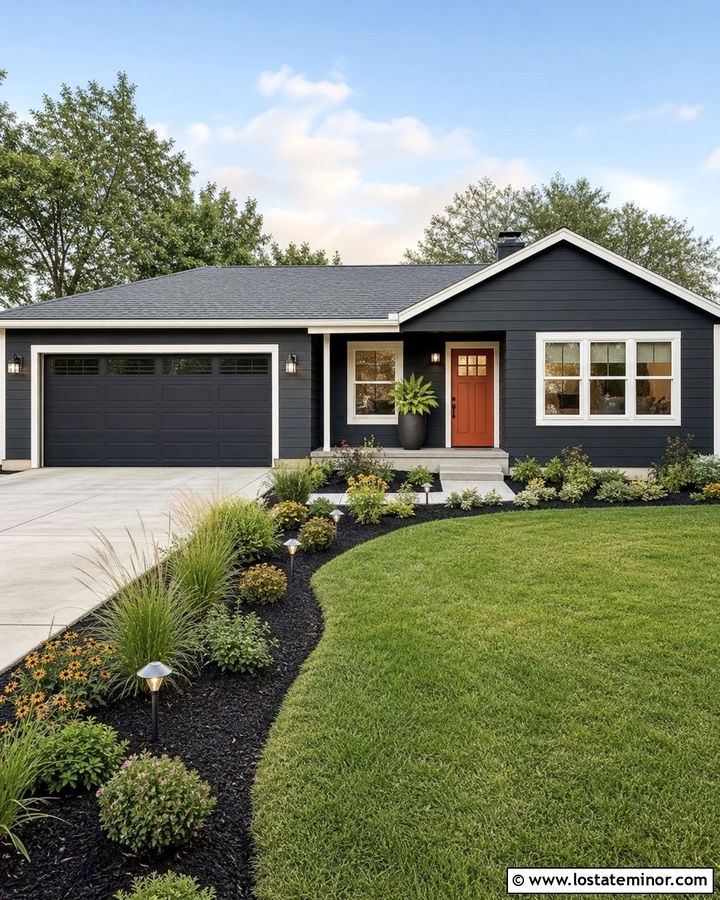Charcoal Grey House With Budget Front Yard - 30 Charcoal Grey House Design With Front Yard Ideas