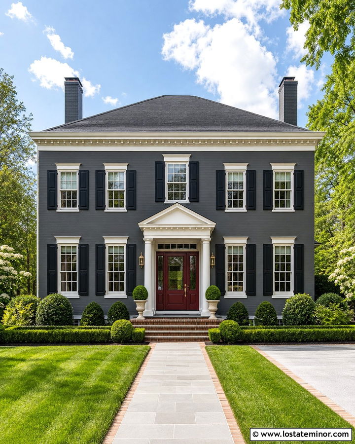 Charcoal Grey House With Burgundy Storm Door - 30 Charcoal Grey House Design With Storm Door Ideas