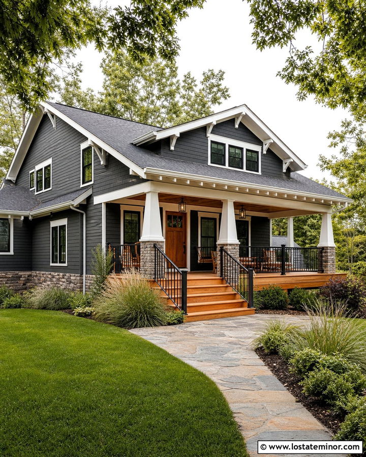 Charcoal Grey House With Cedar Deck - 30 Charcoal Grey House Design With Deck Ideas