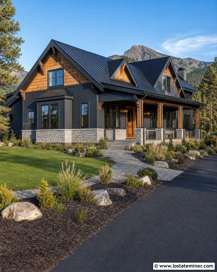 Charcoal Grey House With Cedar Shake And Metal Roof - 30 Charcoal Grey House Design With Cedar Shake Ideas