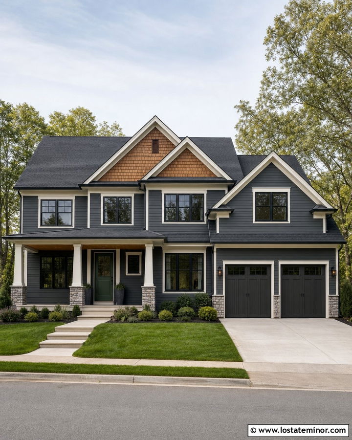 Charcoal Grey House With Cedar Shake And White Trim - 30 Charcoal Grey House Design With Cedar Shake Ideas