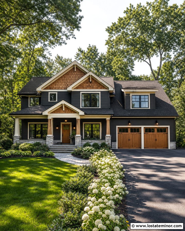 Charcoal Grey House With Cedar Shake Gables - 30 Charcoal Grey House Design With Gables Ideas