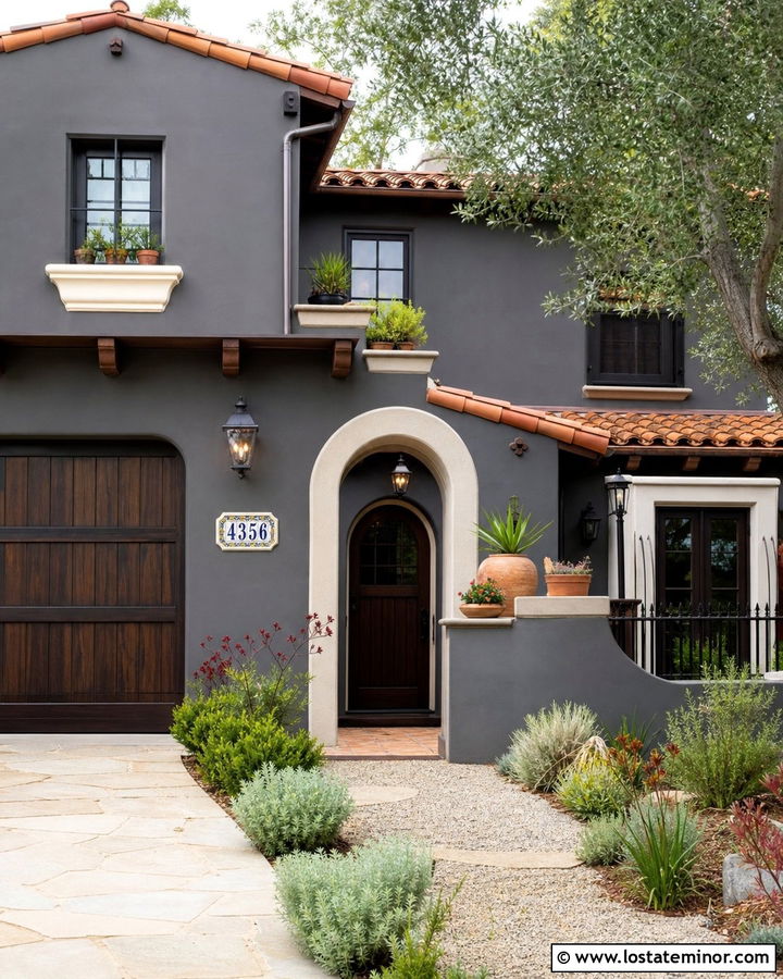Charcoal Grey House With Ceramic Tile Numbers - 30 Charcoal Grey House Design With House Numbers Ideas