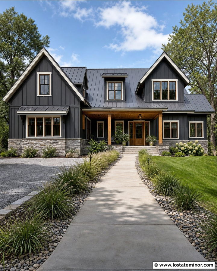 Charcoal Grey House With Charcoal Metal Roof - 30 Charcoal Grey House Design With Roof Ideas