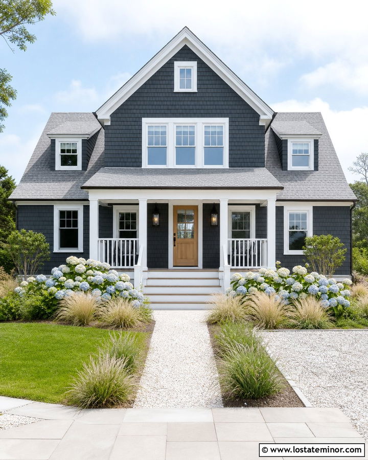 Charcoal Grey House With Coastal Lantern Lighting - 30 Charcoal Grey House Design With Lighting Ideas