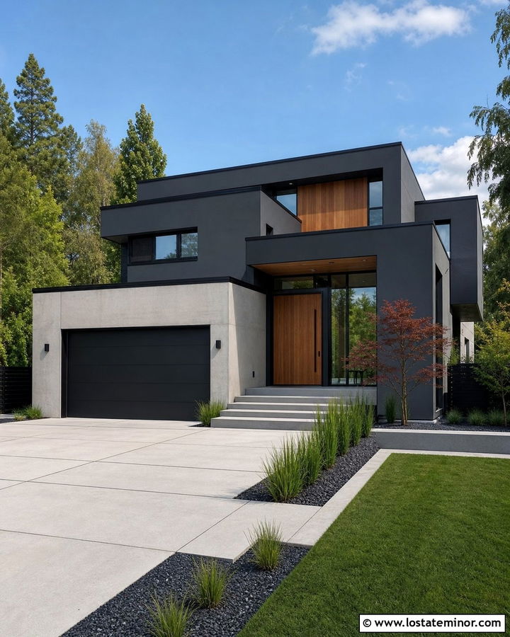 Charcoal Grey House With Cool Gray Flat Roof - 30 Charcoal Grey House Design With Roof Ideas