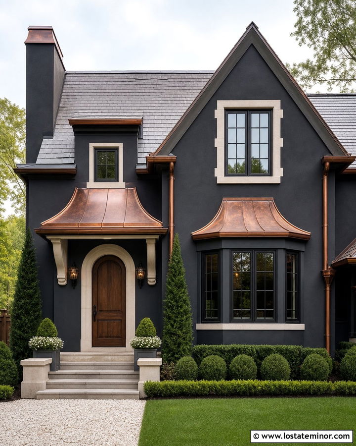Charcoal Grey House With Copper Accents - 30 Charcoal Grey House Design With Accents Ideas