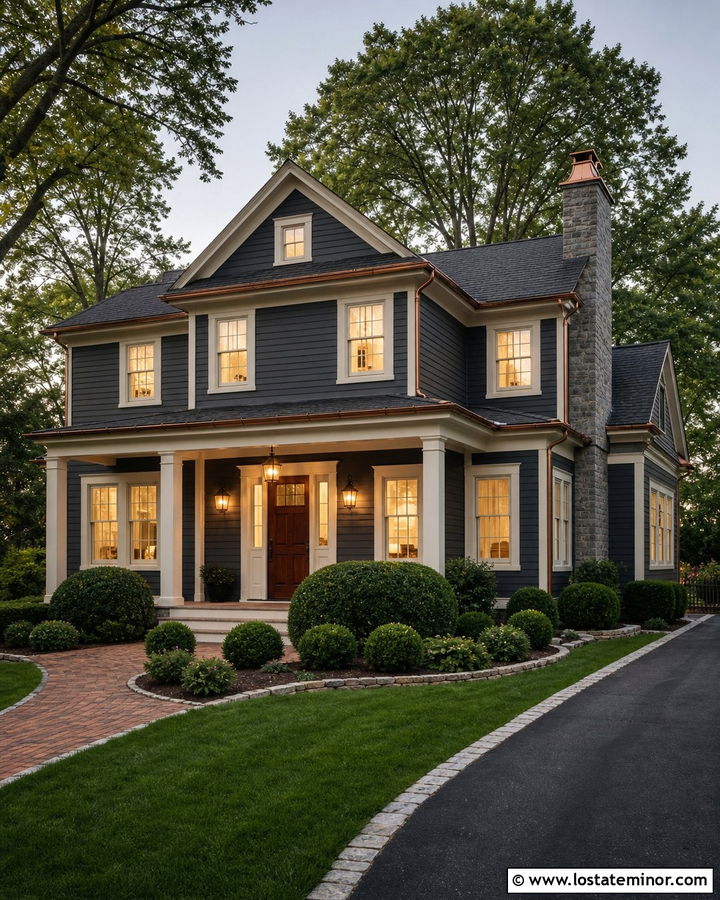 Charcoal Grey House With Copper Chimney Cap - 30 Charcoal Grey House Design With Chimney Ideas