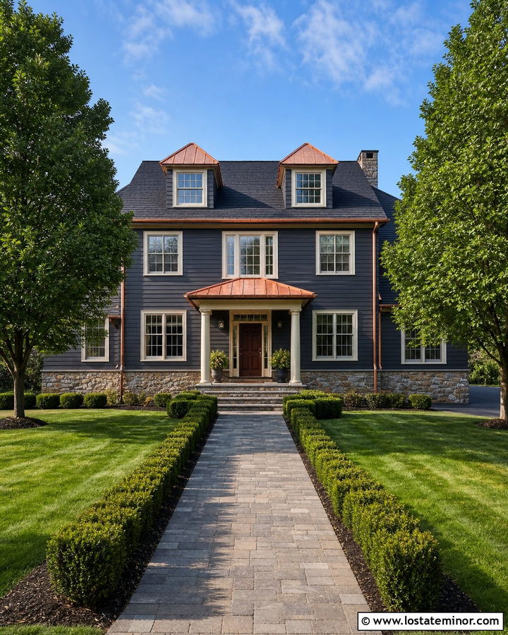 Charcoal Grey House With Copper Dormers - 30 Charcoal Grey House Design With Dormers Ideas