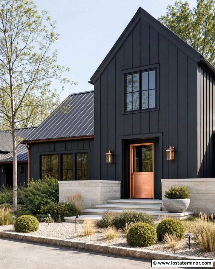 Charcoal Grey House With Copper Dutch Door - 30 Charcoal Grey House Design With Dutch Door Ideas