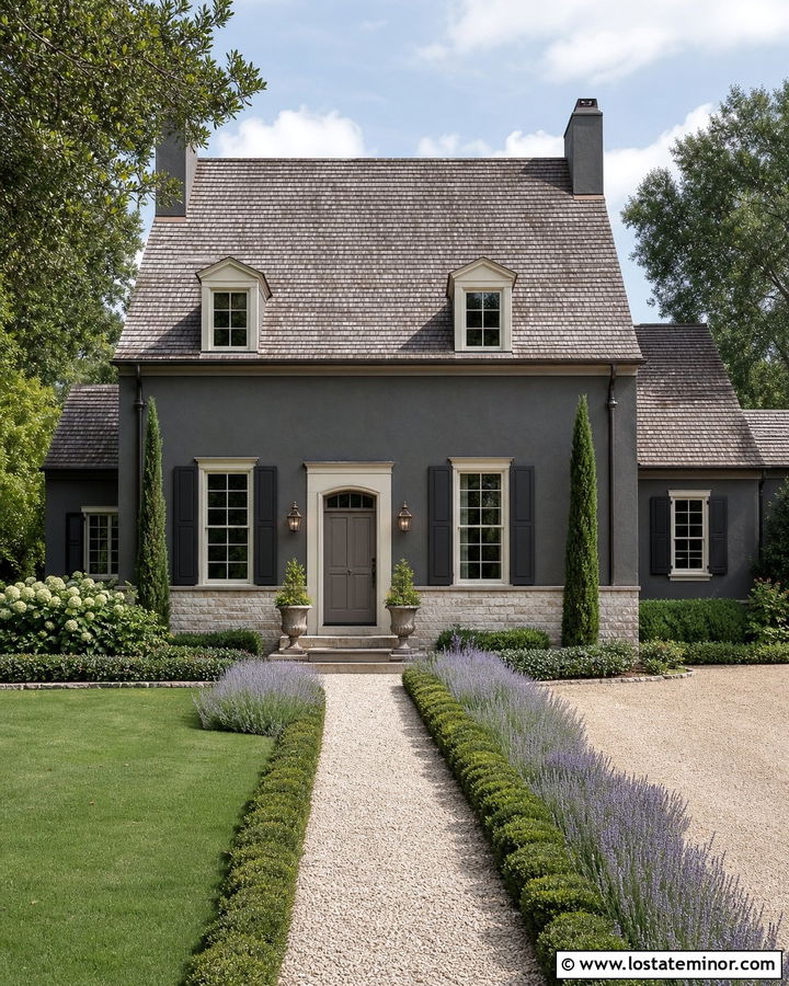 Charcoal Grey House With Cream Brick Wainscoting - 30 Charcoal Grey House Design With Wainscoting Ideas