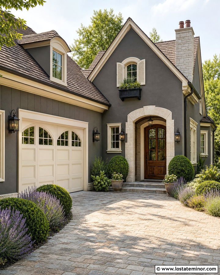 Charcoal Grey House With Cream Garage Door - 30 Charcoal Grey House Design With Garage Door Ideas