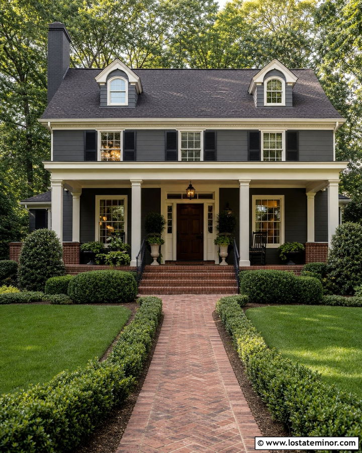 Charcoal Grey House With Cream Porch Ceiling - 30 Charcoal Grey House Design With Porch Ceiling Ideas