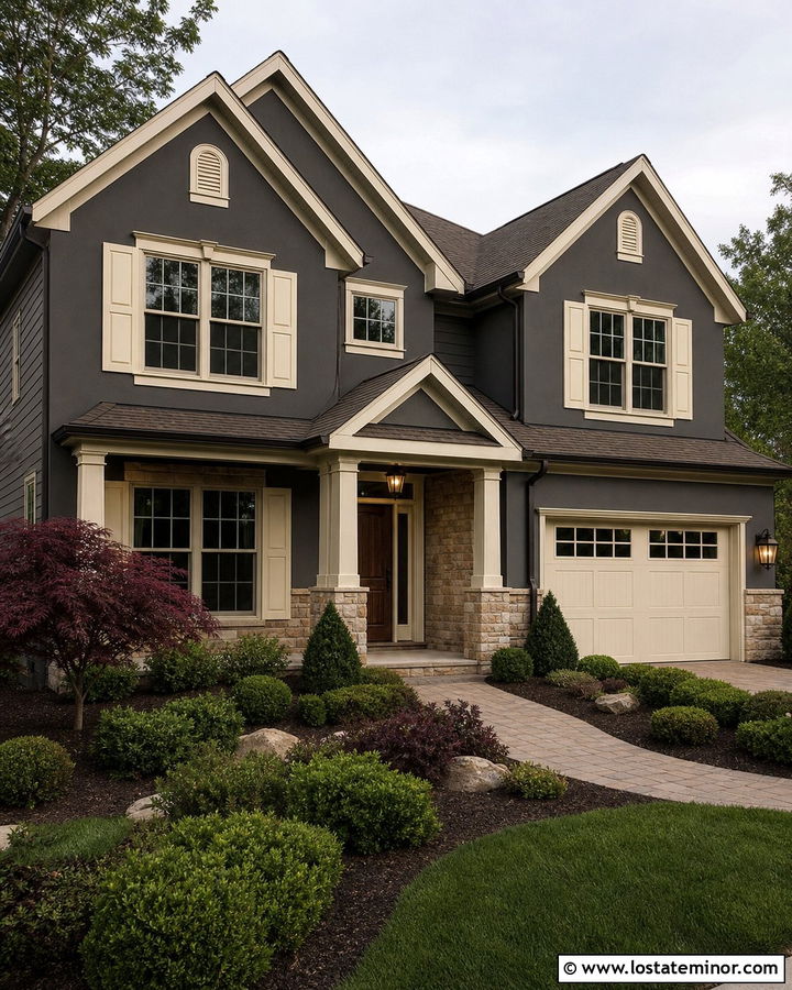 Charcoal Grey House With Cream Shutters - 30 Charcoal Grey House Design With Shutters Ideas