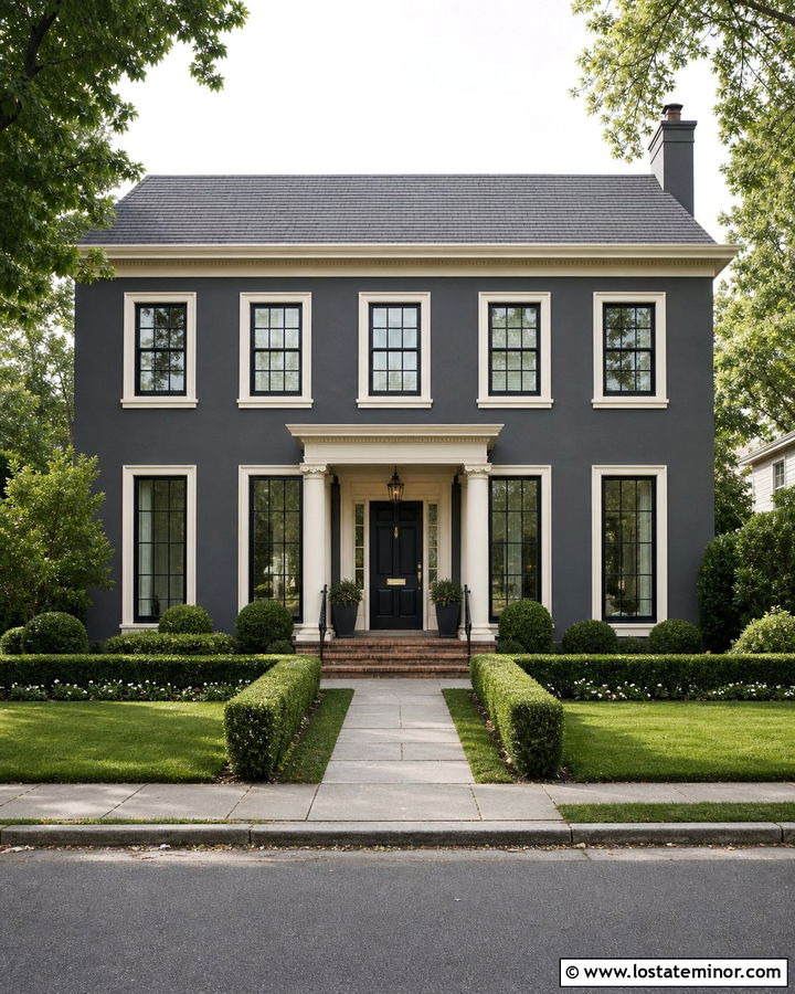Charcoal Grey House With Cream Window Trim - 30 Charcoal Grey House Design With Window Frames Ideas