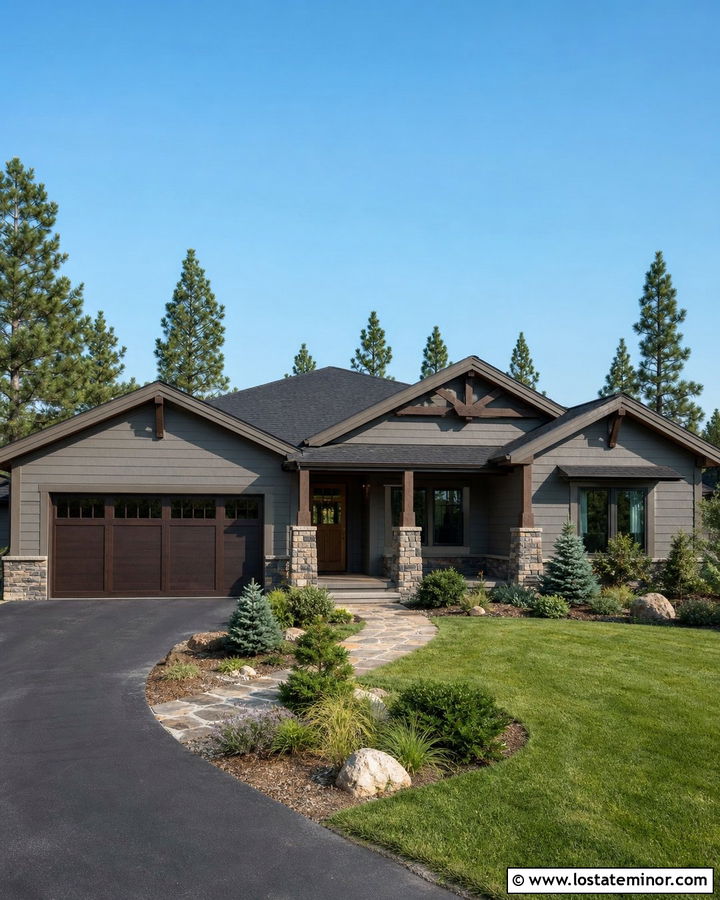 Charcoal Grey House With Dark Brown Garage Door - 30 Charcoal Grey House Design With Garage Door Ideas