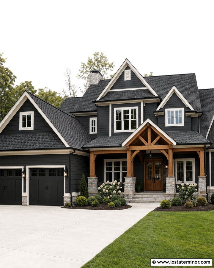 Charcoal Grey House With Dimensional Architectural Shingles - 30 Charcoal Grey House Design With Shingles Ideas