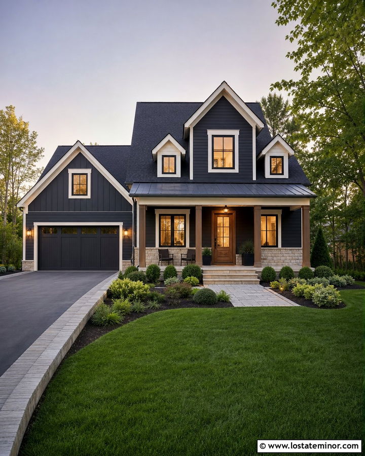 Charcoal Grey House With Dormers And Garage - 30 Charcoal Grey House Design With Dormers Ideas