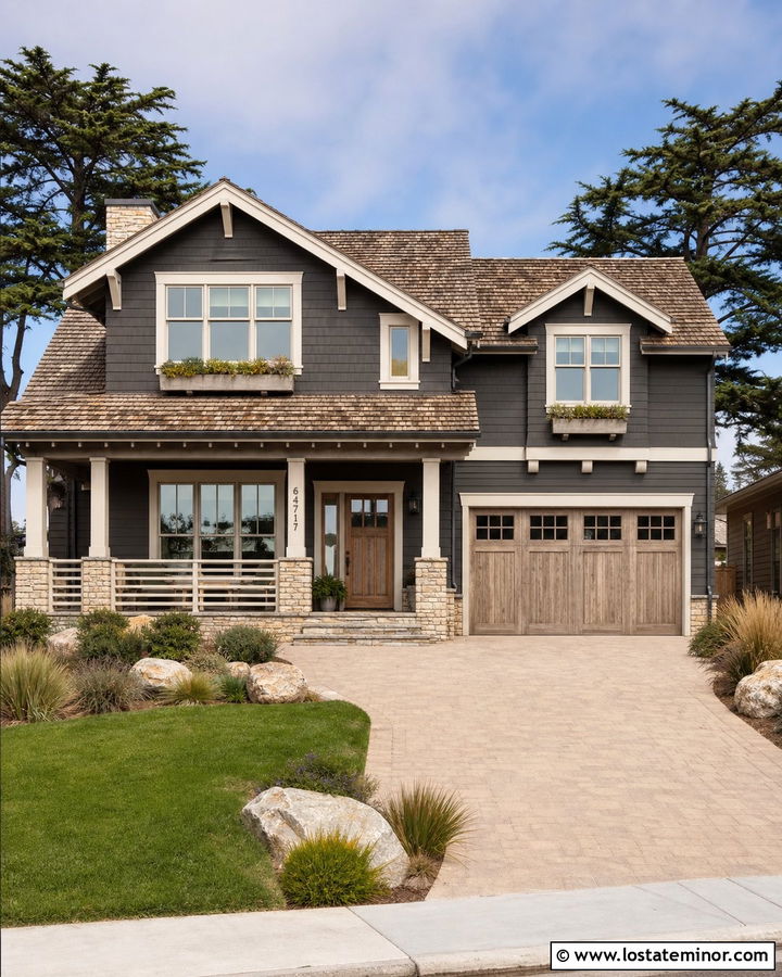 Charcoal Grey House With Driftwood Shingle Roof - 30 Charcoal Grey House Design With Roof Ideas