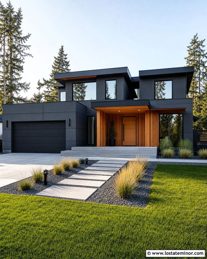 Charcoal Grey House With Flat Roof Dormers - 30 Charcoal Grey House Design With Dormers Ideas