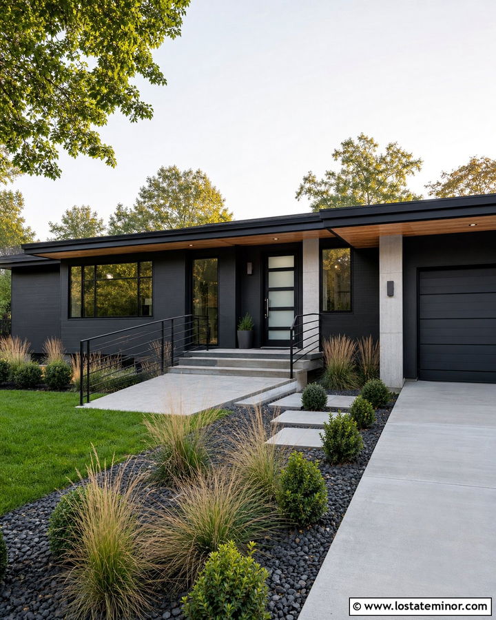 Charcoal Grey House With Glass Entry Door - 30 Charcoal Grey House Design With Entry Door Ideas