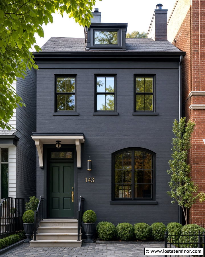 Charcoal Grey House With Gold House Numbers - 30 Charcoal Grey House Design With House Numbers Ideas
