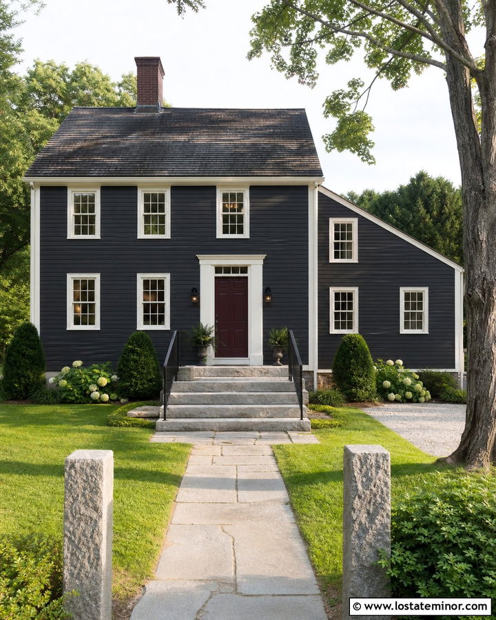 Charcoal Grey House With Granite Steps - 30 Charcoal Grey House Design With Steps Ideas