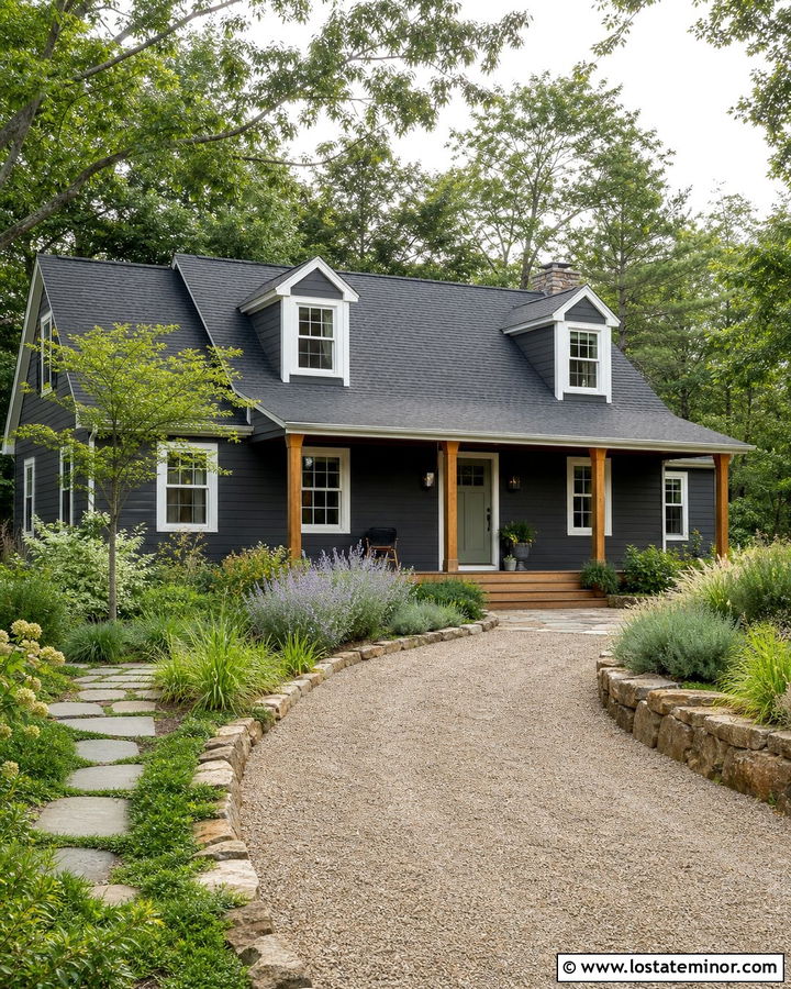 Charcoal Grey House With Gravel Driveway - 30 Charcoal Grey House Design With Driveway Ideas