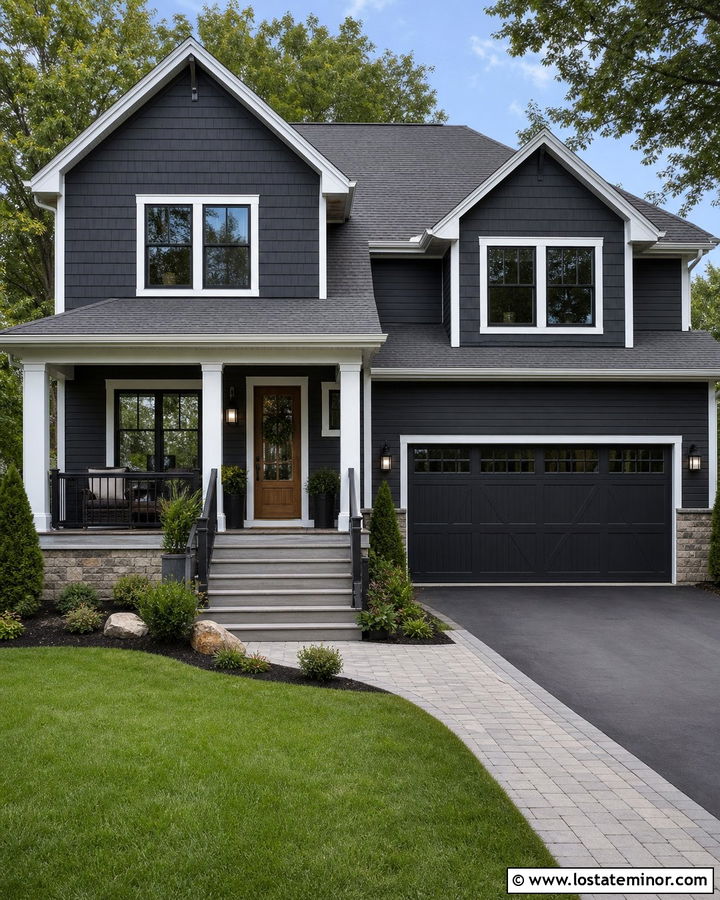 Charcoal Grey House With Gray Composite Deck - 30 Charcoal Grey House Design With Deck Ideas