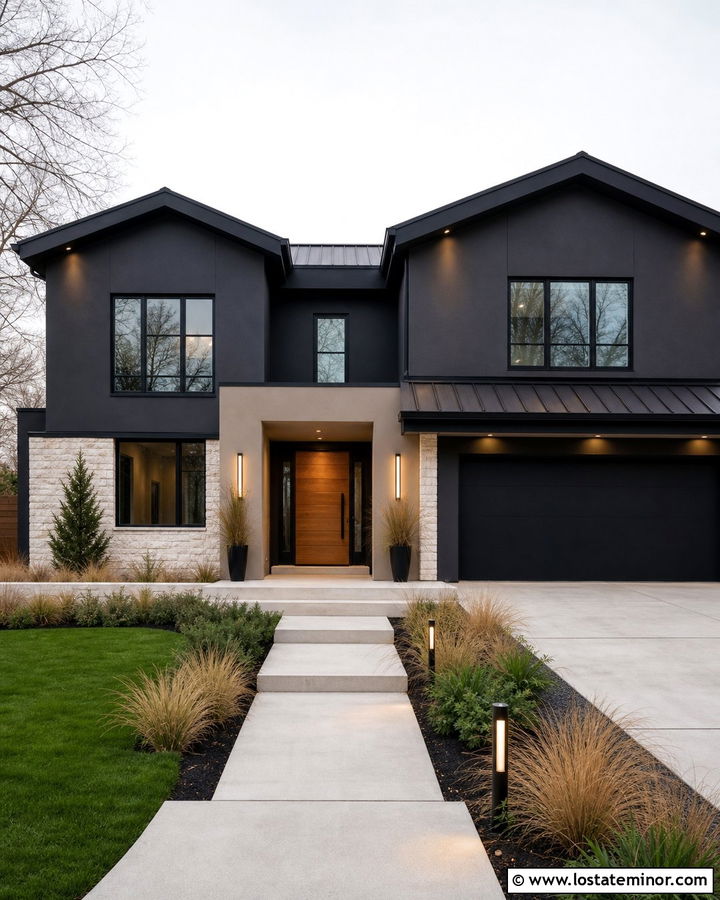 Charcoal Grey House With Greige Accents - 30 Charcoal Grey House Design With Accents Ideas
