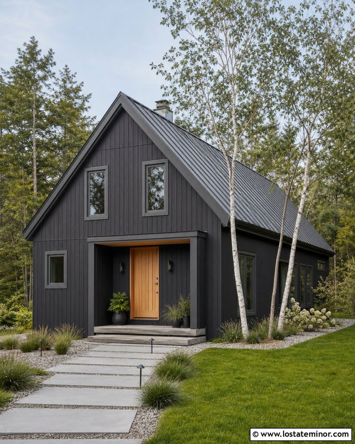 Charcoal Grey House With Grey Window Frames - 30 Charcoal Grey House Design With Window Frames Ideas