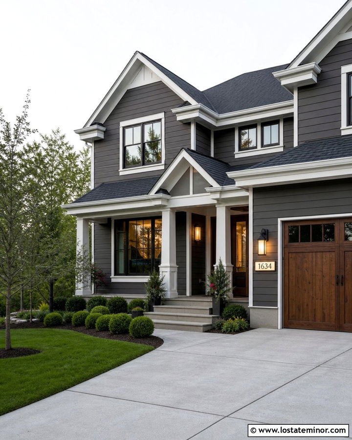Charcoal Grey House With Illuminated Number Plaque - 30 Charcoal Grey House Design With House Numbers Ideas