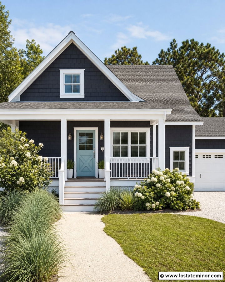 Charcoal Grey House With Light Blue Dutch Door - 30 Charcoal Grey House Design With Dutch Door Ideas