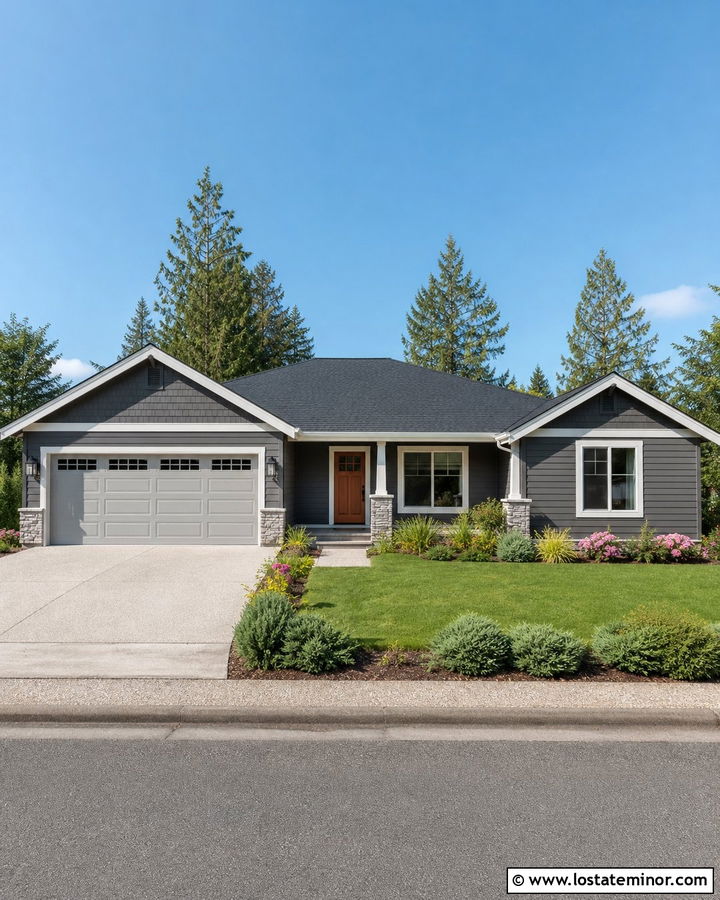 Charcoal Grey House With Light Gray Garage Door - 30 Charcoal Grey House Design With Garage Door Ideas