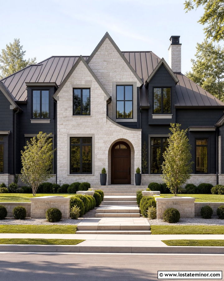 Charcoal Grey House With Limestone Dormers - 30 Charcoal Grey House Design With Dormers Ideas