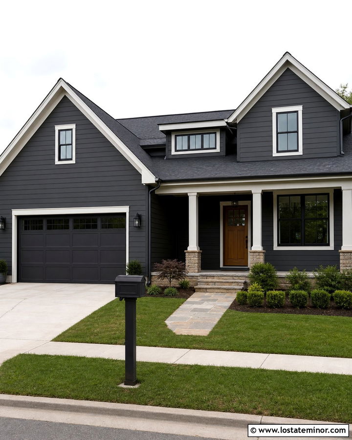 Charcoal Grey House With Matching Garage And Mailbox - 30 Charcoal Grey House Design With Mailbox Ideas
