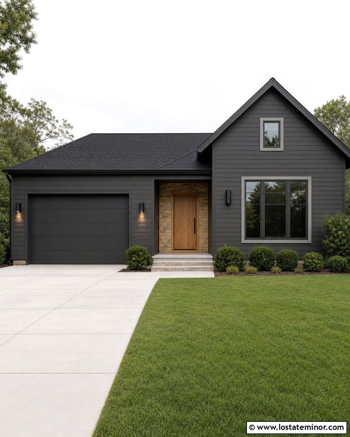 Charcoal Grey House With Matching Garage Door - 30 Charcoal Grey House Design With Garage Door Ideas