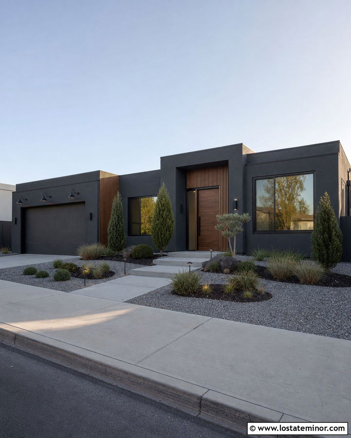 Charcoal Grey House With Matching Window Frames - 30 Charcoal Grey House Design With Window Frames Ideas
