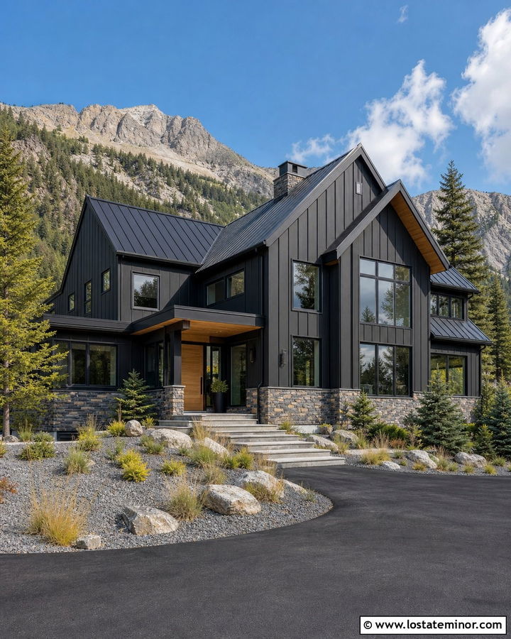 Charcoal Grey House With Matte Black Metal Roof - 30 Charcoal Grey House Design With Roof Ideas