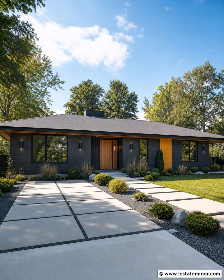 Charcoal Grey House With Mid Century Wall Lights - 30 Charcoal Grey House Design With Lighting Ideas