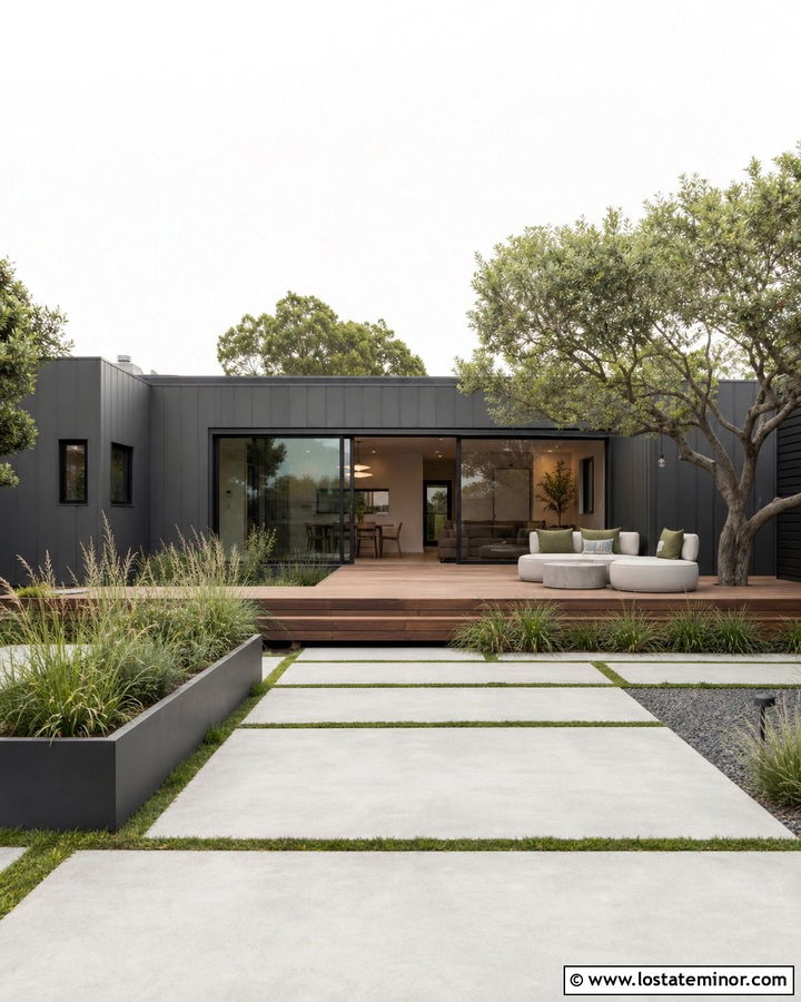 Charcoal Grey House With Modern Backyard - 30 Charcoal Grey House Design With Backyard Ideas
