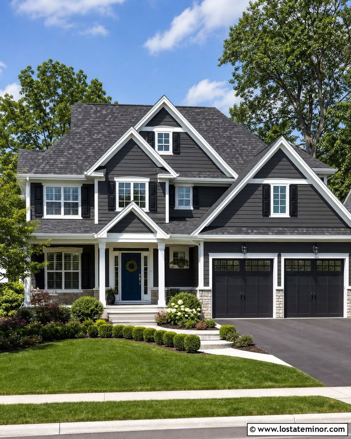 Charcoal Grey House With Multitone Gray Roof - 30 Charcoal Grey House Design With Roof Ideas