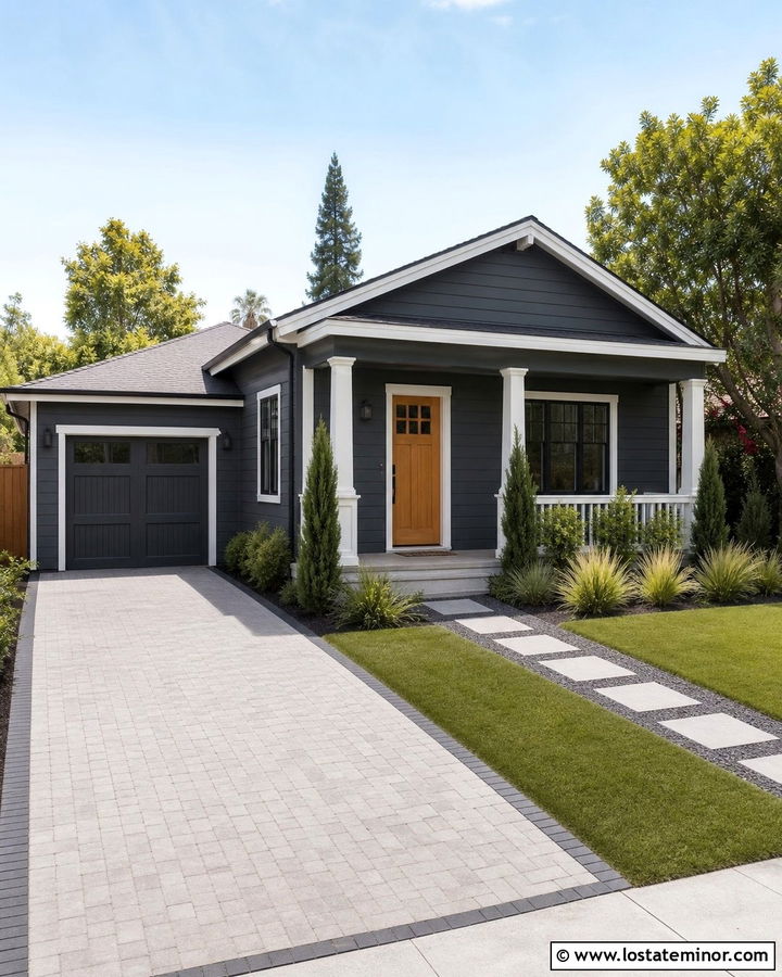 Charcoal Grey House With Narrow Driveway - 30 Charcoal Grey House Design With Driveway Ideas